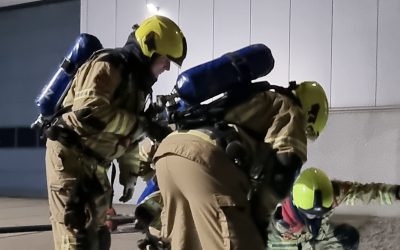 Brandweeroefening bij Constructiebedrijf van Vugt